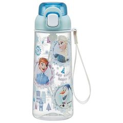 아나와 눈의 여왕 수통 스트로 병 630ml 투명 클리어 원 푸시 디즈니 스케이터
