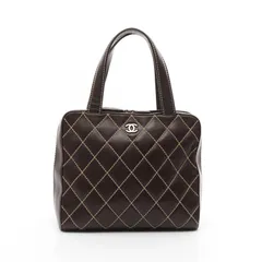 シャネル CHANEL ハンドバッグ ワイルドステッチ A14693 ダークブラウン レザー ワイルドステッチ トートバッグ レディース Used A