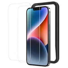 NIMASO ガラスフィルム iPhone 14 用/iPhone 13 Pro 用/iPhone 13 用 保護 フィルム 強化ガラス 耐衝撃 ガイド枠付き 2枚セット アイフォン14/13プロ/13 対応 6.1インチ用 NSP22H533 1