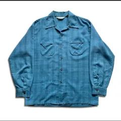 .US 60s 50s オープンカラー シャツ 開襟 シャドーチェック オンブレ