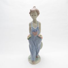 美品 LLADRO リヤドロ 7650 ポケットいっぱいのお願い Pocket Full of Wishes 会員限定 ソサエティ 1997 フィギュリン 少年 花 置物 陶器人形 西洋オブジェ SU7306L 