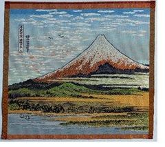 ジャガード織マット　No.6　快晴の不二　３０ｃｍｘ２７ｃｍ