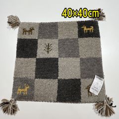 ギャッベ　マット　40×40㎝　チェアマット　チェアパッド　ラグマット　座布団　ウール　ギャべ　赤　レッド