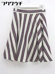◇ BEAUTY & YOUTH UNITED ARROWS ストライプ 膝丈 フレア スカート サイズS ベージュ レッド ネイビー系 レディース  【1109130010244】