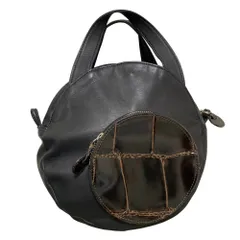 美品 LILY リリー アポロン クロコ型押し レザー 2WAY ラウンド ショルダーバッグ ハンドバッグ ブラック レディース 古着 中古 USED