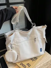 バッグ レディース トートバッグ 大容量 ユニセックス トートバッグ 小銭入れ付き 1個 新しい韓国風 大学 中学生 スクールバッグ カジュアルバッグ ショルダーバッグ キャンバスバッグ斜めがけバッグ 女性用 小物