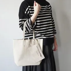 MARLON FIRENZE (マーロンフィレンツェ) | Medium Tote Bag with Pouch (light beige/gray) | ショルダーバッグ ハンドバッグ