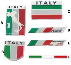 フィアット FIAT アルファロメオ Alfa Romeo アバルト Abarth アクセサリー イタリア国旗デザインのアルミプレートステッカー　強くて長持ちする高品質素材　愛車のボディをスタイリッシュにドレスアップ