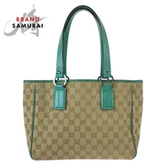 GUCCI グッチ ベージュ グリーン シルバー金具 GGキャンバス/レザー 113019 トートバッグ ショルダーバッグ ハンドバッグ  407312【中古】 - メルカリ