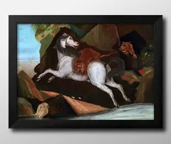 08514アンリ ルソー Tiger Attacking a Horse A3 サイズ ポスター アート おしゃれ 絵画 インテリア 北欧 イラスト マット紙 艶消し アートパネル 額 フレーム デザイン 壁掛け ギフト 新築祝い ディスプレイ 