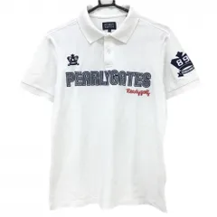 パーリーゲイツ 半袖ポロシャツ 白×ネイビー ロゴメッシュワッペン メンズ 5(L) ゴルフウェア PEARLY GATES