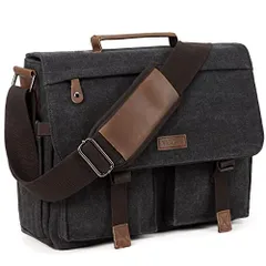 14インチPC-グレー [Vaschy] ショルダーバッグ メンズ, 帆布 メッセンジャーバッグ 撥水加工 14インチPC収納 ビジネスバッグ 通学 通勤 斜めがけバッグ A4 カバング レー