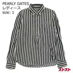 PEARLY GATES パーリーゲイツ 長袖ポロシャツ ボタンダウン ストライプ柄 ブラック系 1 [240001854451]#