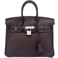 エルメス ハンドバッグ レディース バーキン25 内縫い 鞄 かばん HERMES D刻印 トゴ ダークブラウン シルバー金具 美品 2019年【中古品】