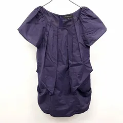 古着 ジルスチュアート JILL STUART 薄手 ワンピース ノースリーブの裏地付き 胸プリーツ パフスリーブ 無地 日本製 綿100% 0 パープル 紫 レディース