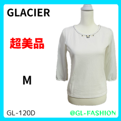 GLACIER ｸﾞﾗｼｱ　ｼｬﾂ　【超美品???】　（GL-120D）　ｱｸｾｻﾘｰ　ｽﾄｰﾝ　ｶｼﾞｭｱﾙ　送料無料　ﾚﾃﾞｨｰｽ　古着　春　夏