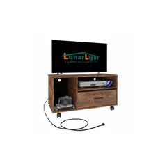 LunarLight テレビ台、テレビボード 、ローボード 、コンセント付き、引き出し付き、多機能収納ボックス、幅80cm奥行38cm高さ45cm 32型 42型テレビ適合 収納 カラーボックス オープンラック 組立簡単 耐震転倒防止 耐荷重150kg ( 0