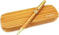Daisybee 木製 ボールペン ペンケースセット 油性 黒芯 プレゼント ギフト用 天然(竹)
