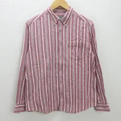 G■エディバウアー/Eddie Bauer 長袖BDシャツ/ストライプ柄【M】赤/men's/161【中古】■