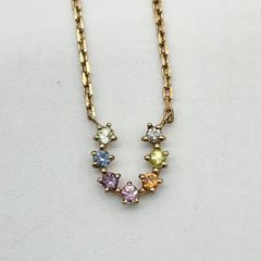 NOJESS ノジェス K10 ネックレス 10金 ゴールド マルチカラー 7色 天然石 カラーストーン ホースシュー 馬蹄 アクセサリー 【中古】ABランク　5_248