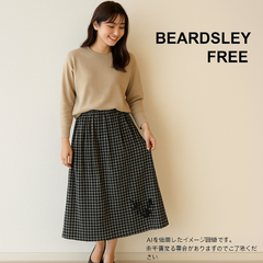 MB0603 【送料無料】　BEARDSLEY  ビアズリー　ギンガムチェックガウチョパンツ　刺繍　ブラック　FREE SIZE レディース　春　夏　秋　冬