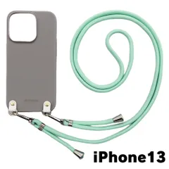 【新品未使用】iPhone13 アイフォン13 ケース(くすみグレー/グリーン)ひも TPU カバー ストラップ myones 斜め掛け zmyones002-ps1-st25-iphone13-gy-gr