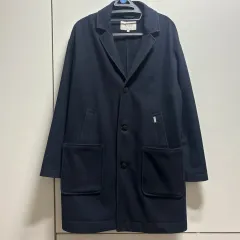 未使用 無印良品 2024AW 再生ウール混　コート　M ネイビー L】無印良品 MUJI 再生ウール混コート 23-24AW 新品未使用