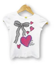 【送料無料】ムージョンジョン 半袖 Tシャツ 120サイズ ハート リボン 白 ■管理番号L27121SSA23-230701-★（4）5/17