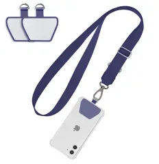 【在庫処分】パッチ 携帯やすい 紛失防止 着脱簡単 2枚 アウトドア 名札 首掛けストラップ (ブルー) スマホストラップ ネックストラップ [Doormoon]