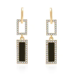 KRUCKEL 揺れる 長方形 ピアス レディース おしゃれ ロング 人気 金属アレルギー対応 クリスタル ジルコニアRectangle Crystals earrings - 7069096のサムネイル