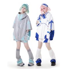 ✨5点セット✨　未来系ゆめかわストリートセットアップ｜地雷系ユニセックスジャージ上下｜原宿風サイバーコスチュームコーデ　サブカル　ファッション　渋谷　原宿　サイバー　2ちゃんねる　ニコニコ　アニメ　コスプレ　ダンス　ジャージ　パーカー　夏　半袖