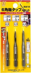 【在庫処分】大西工業 ６角軸タップ（NO．２８） Aセット ３本組（M３/M４/M５）