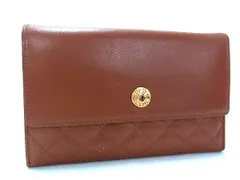 ■極美品■ YURIE NITANI ユリエニタニ レザー キルティング 二つ折り 長財布 ウォレット 札入れ ブラウン系×ゴールド系 DI7077のサムネイル