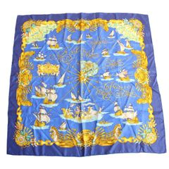 HERMES エルメス ツイリー 鎧の幻想 シルク100％ ブルー系【い