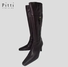 【値下げ】pitti ピッティ レザーロングブーツ ダークブラウン  23.5cm 2E レディースのサムネイル