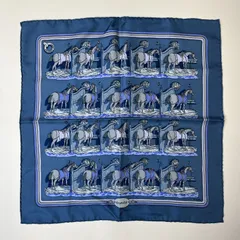 【中古】HERMES エルメス スカーフ シルク ブルー ヴィンテージ レディース【中古美品】HIBUOCHI VINTAGE hboc250926a02のサムネイル