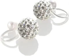 ノンホールピアス 日本製 8mmパヴェボール 金属アレルギー対応ピアス風イヤリン