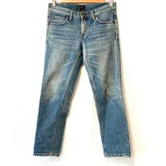 雰囲気抜群◎人気！日本製◎【Lee】リー コットン デニムパンツ JEANS ジーンズ ジーパン 綿100% 牛革ラベル 97599 ウォッシュ加工 アメカジ 古着 ストリート お洒落 インディゴブルー レディース 女性 サイズS／M10465UU