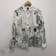 【PS Paul Smith】ポールスミス　メンズ　レディース　長袖シャツ　柄シャツ　しろ　Mサイズ