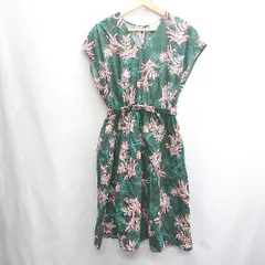 ◇ UNITED ARROWS ユナイテッドアローズ ボタニカル柄 - 膝下丈 ワンピース サイズ38 グリーン系 レディース E  【1408060041053】