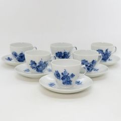 ロイヤルコペンハーゲン カップ&ソーサー■ブルーフラワー プレイン Royal Copenhagen コーヒーC&S 6客セット 洋食器 1級品