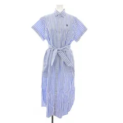 ポロ バイ ラルフローレン Polo by Ralph Lauren シャツワンピース ロング ストライプ 半袖 XS 水色 白 /YM