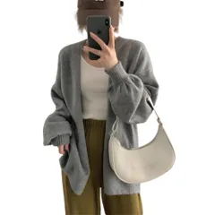 ☆ グレー ☆ ニットカーディガン シンプル  カーディガン レディース ニットカーディガン カーデガン 長袖 トップス ニット 無地 カジュアル ゆったり おしゃれ 秋 冬 オフィス 秋冬 アウター 羽織り 羽織 大人 可愛い 通学 オシャレ 大きいサイズ