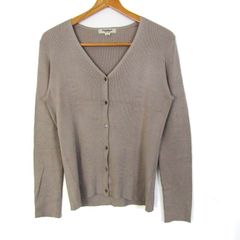 ポールスチュアート カーディガン 長袖 Vネック トップス レディース Lサイズ グレー系 PAUL STUART 【中古】