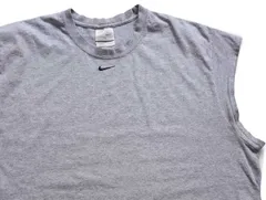 00s NIKEナイキ スウッシュ ワンポイント ノースリーブ Tシャツ 杢グレー XL★オールド スポーツ ロゴ刺繍 オーバーサイズ ビッグサイズ