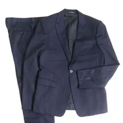 美品●2020年製 黒タグ EMPORIO ARMANI エンポリオアルマーニ DAVID LINE ストライプ柄 シングルスーツ/セットアップ 紺 46 伊製 正規品 q03-st30308-961のサムネイル