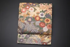 袋帯「唐織横段四季花」【中古】