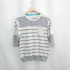 ◇ ⊂ CIAOPANIC TYPY ボーダー柄 長袖 ニット セーター サイズS グレー ネイビー レディース E  【1502030013610】