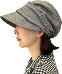 FireflyShop(ファイアフライショップ) キャスケット 夏 レディース UVカット 帽子 ハット 綿 日除け キャップ 洗える 大きい 小顔効果 春夏( グレー,  62.0 cm)