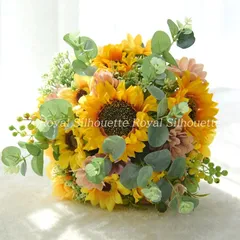 ブーケ ウェディング ブライダルブーケ 花嫁 ひまわり 向日葵 イエロー 黄色 造花 結婚式 前撮り 披露宴 海外挙式 ウェディングブーケ 豪華 花束 ガーリー 可愛い フラワー お洒落 二次会 夏 ガーデン挙式